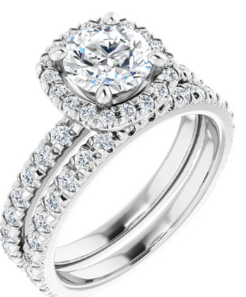 1/2 Carat Halo Solitaire Engagement Ring with Optional Band Lab Grown Diamonds