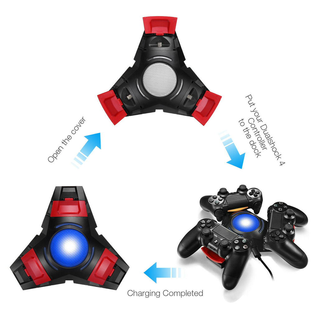 PlayStation 4 PS4 3in1 Controller LED Charger Dock Station USB Fast Charging